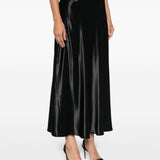 Gonna midi in raso nero Alberta Ferretti - donna 