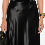 Gonna midi in raso nero Alberta Ferretti - donna 