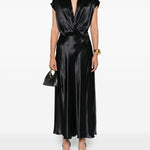 Gonna midi in raso nero Alberta Ferretti - donna 