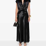 Gonna midi in raso nero Alberta Ferretti - donna 