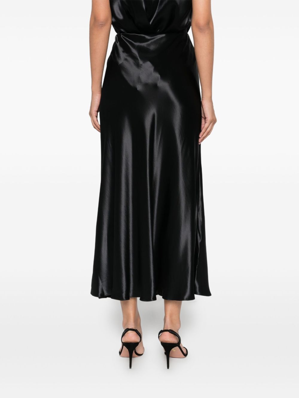 Gonna midi in raso nero Alberta Ferretti - donna 