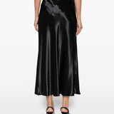 Gonna midi in raso nero Alberta Ferretti - donna 