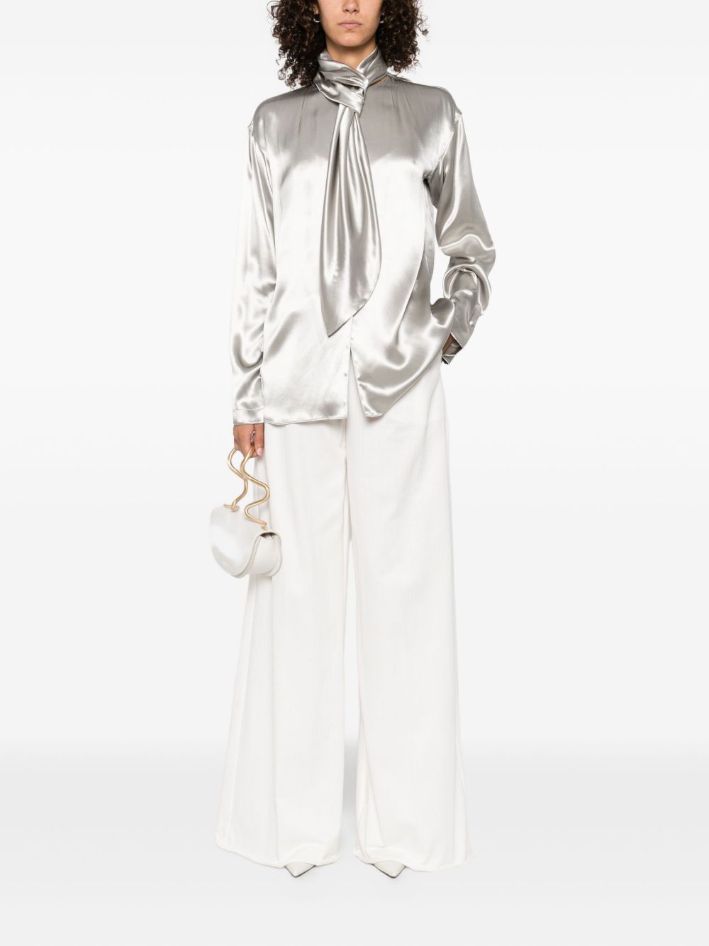 Blusa in raso con nodo in argento Alberta Ferretti - donna 
