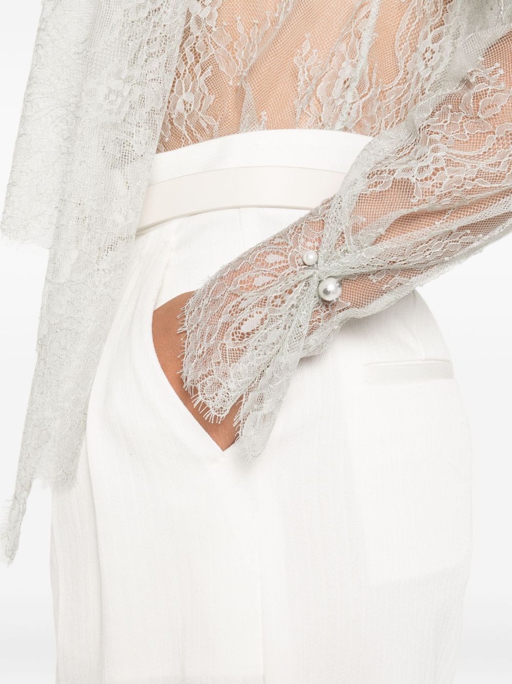 Blusa in pizzo grigio chiaro Alberta Ferretti - donna 
