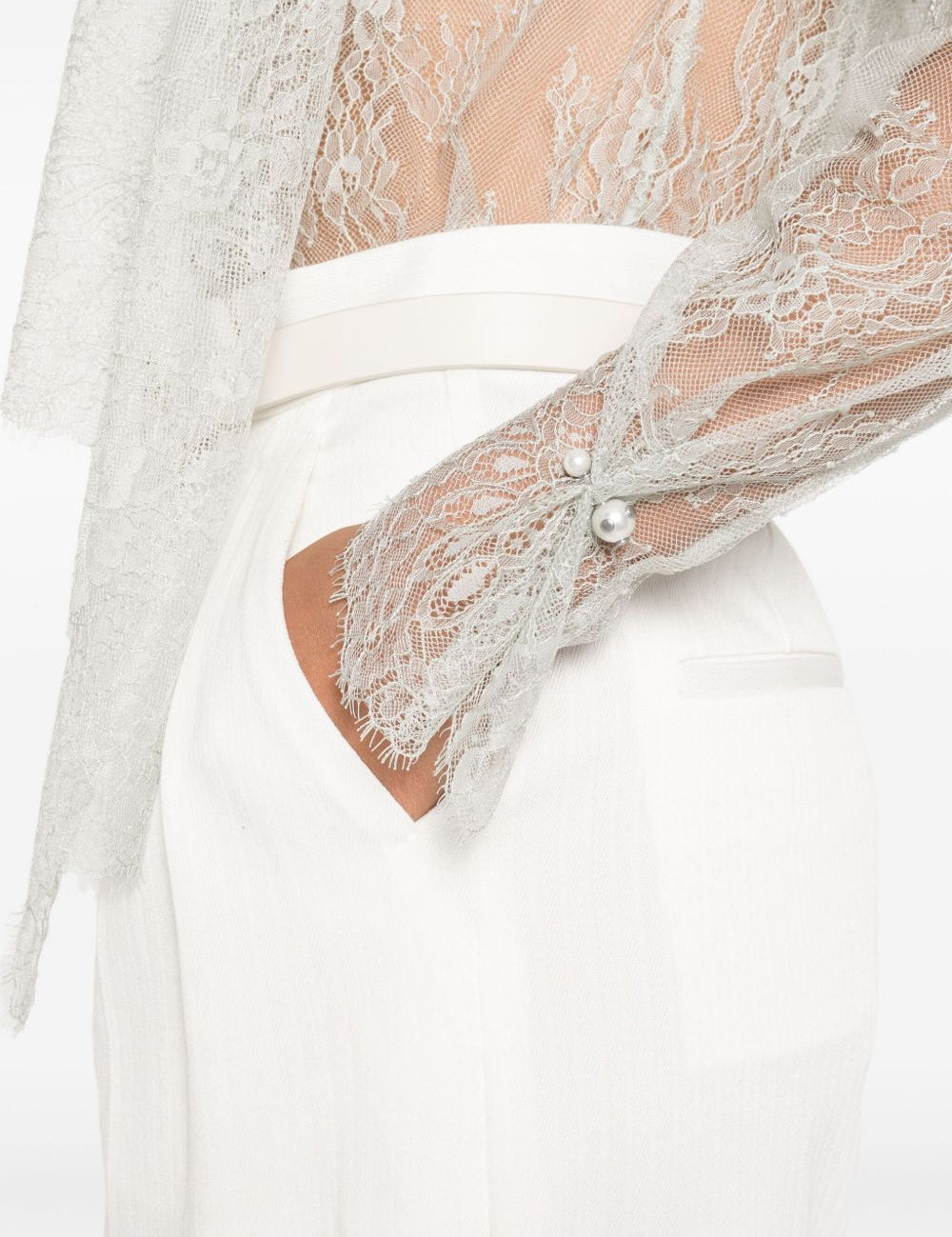 Blusa in pizzo grigio chiaro Alberta Ferretti - donna 
