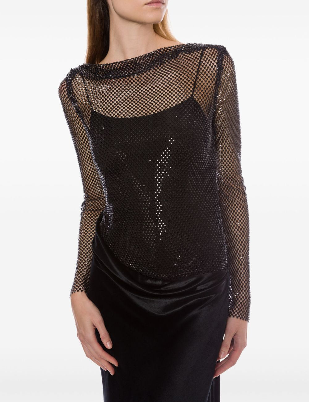 Abito con strato in rete in nero Alberta Ferretti - donna 