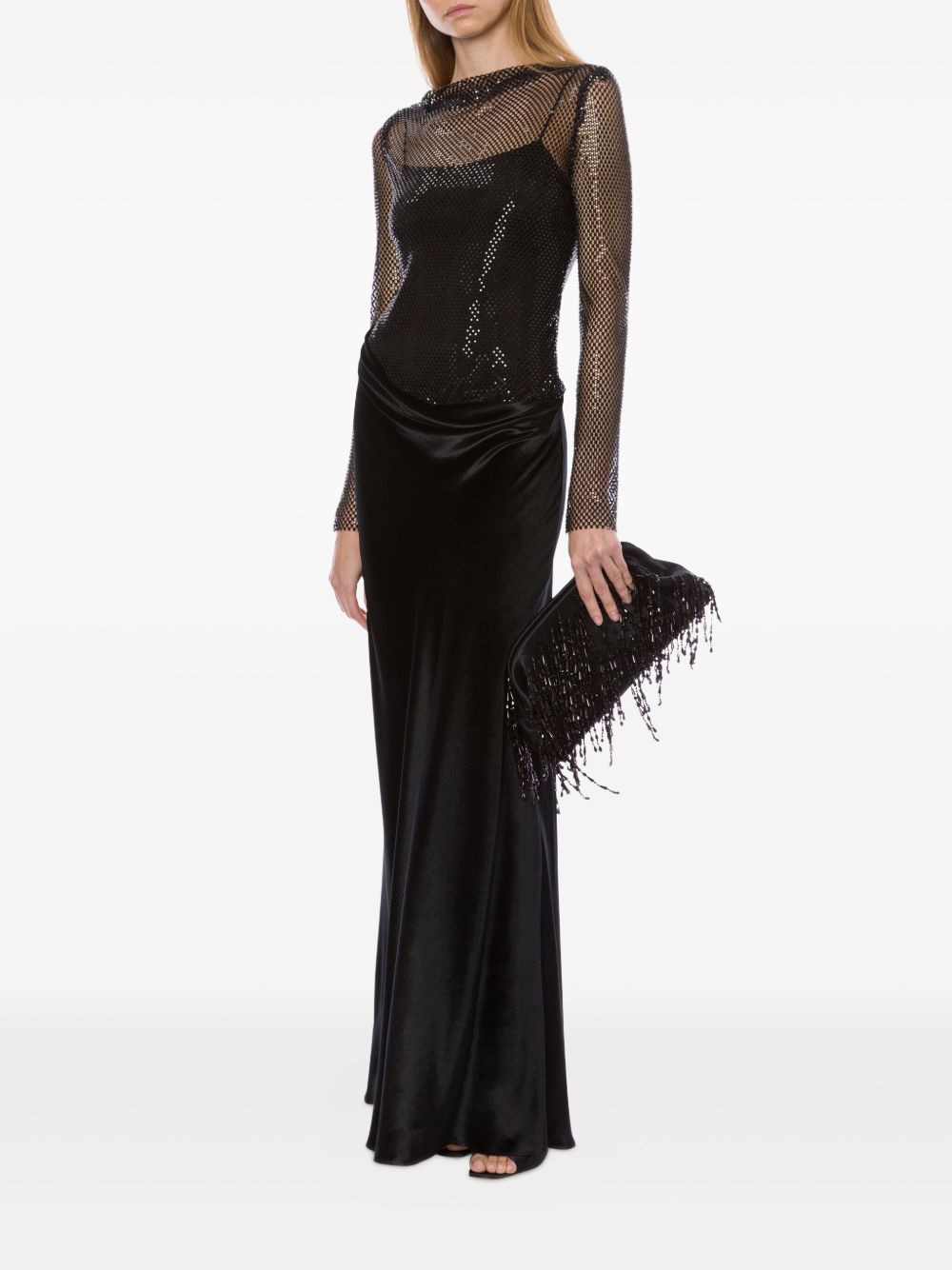 Abito con strato in rete in nero Alberta Ferretti - donna 