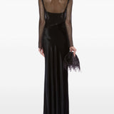 Abito con strato in rete in nero Alberta Ferretti - donna 