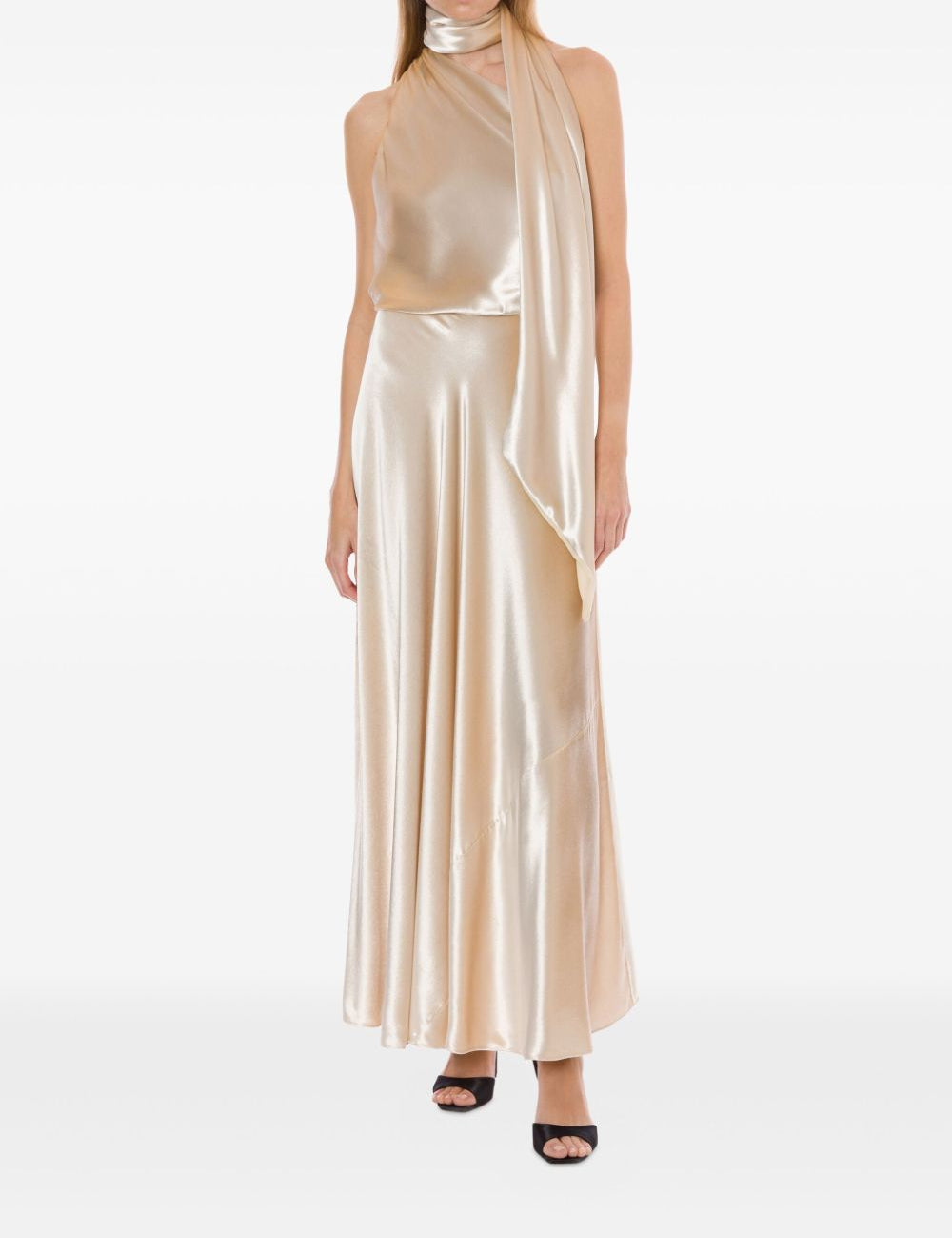 Abito lungo in raso in avorio Alberta Ferretti - donna 