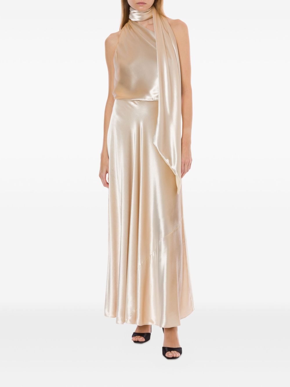 Abito lungo in raso in avorio Alberta Ferretti - donna 