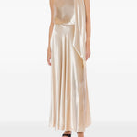 Abito lungo in raso in avorio Alberta Ferretti - donna 