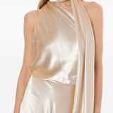 Abito lungo in raso in avorio Alberta Ferretti - donna 