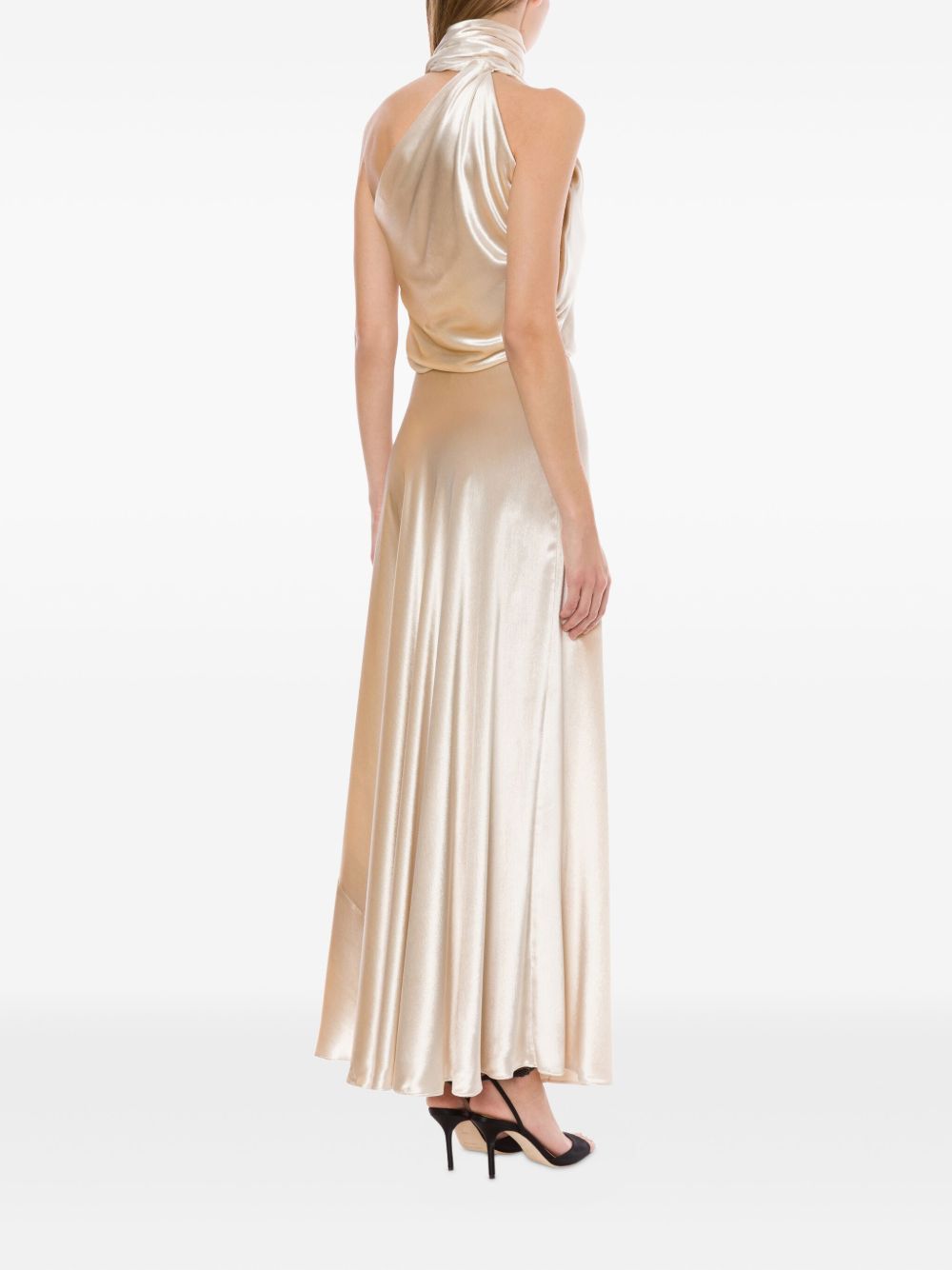 Abito lungo in raso in avorio Alberta Ferretti - donna 