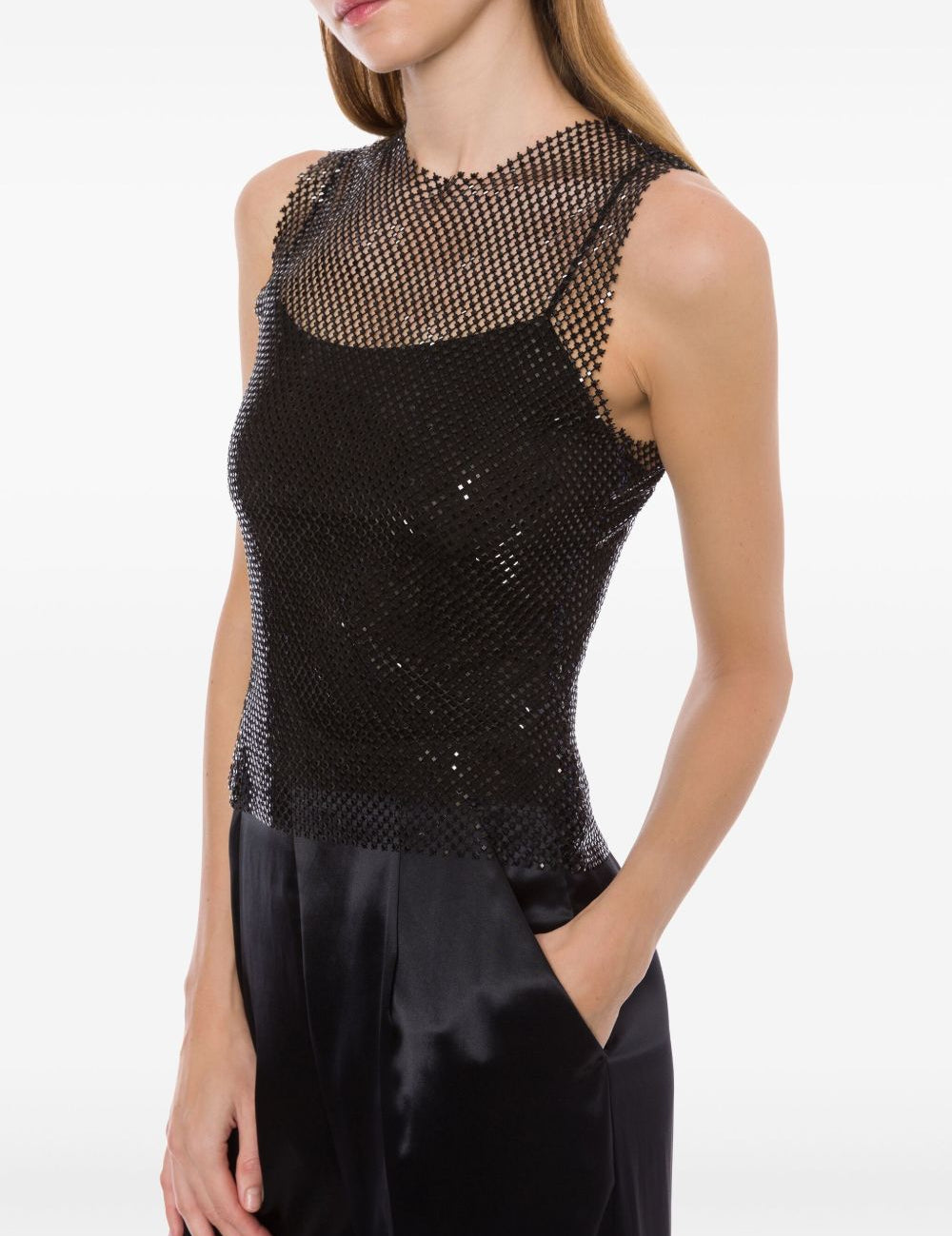 Canotta a rete in nero Alberta Ferretti - donna 