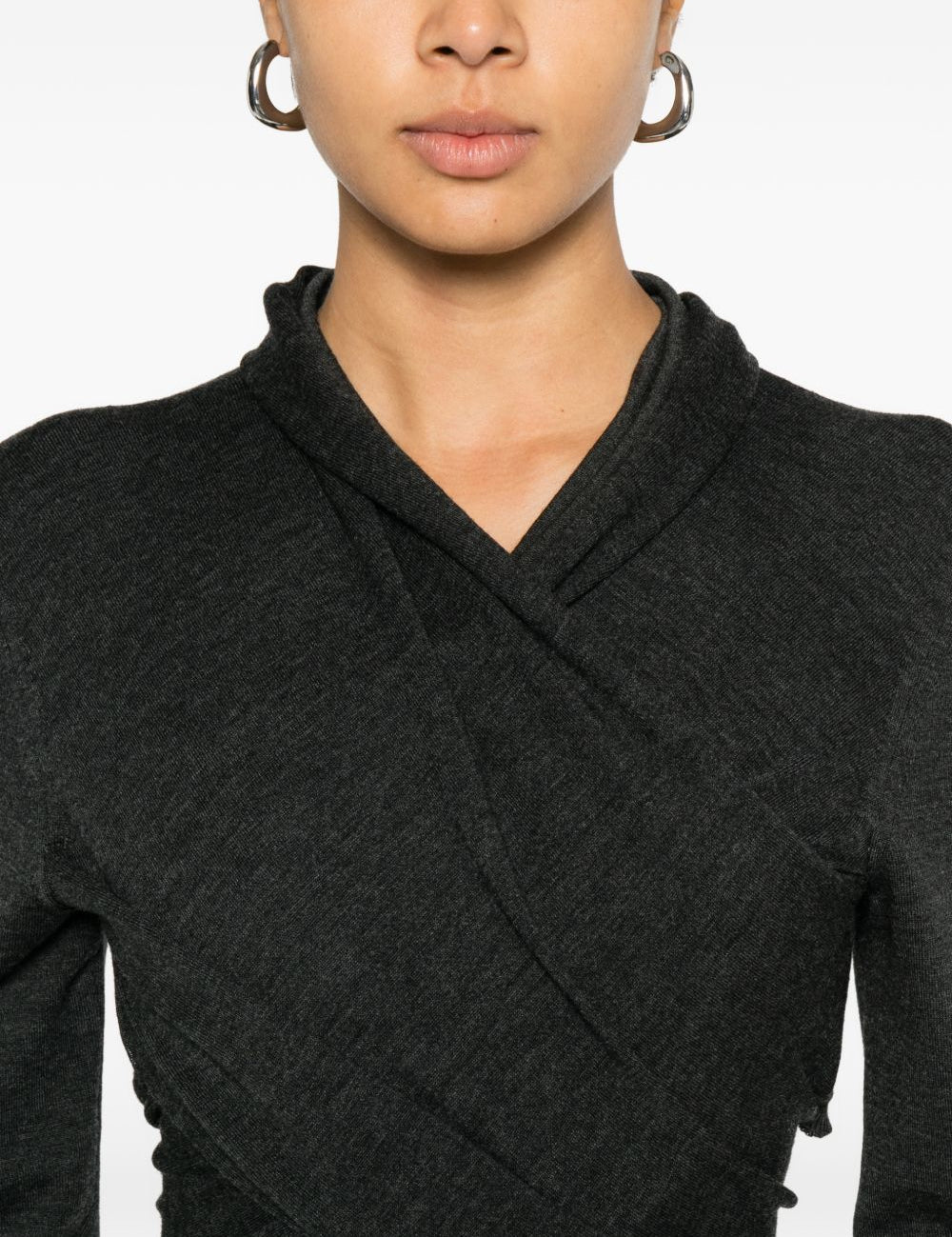 Maglione a maniche lunghe con design a incrocio in grigio Alberta ferretti - donna 