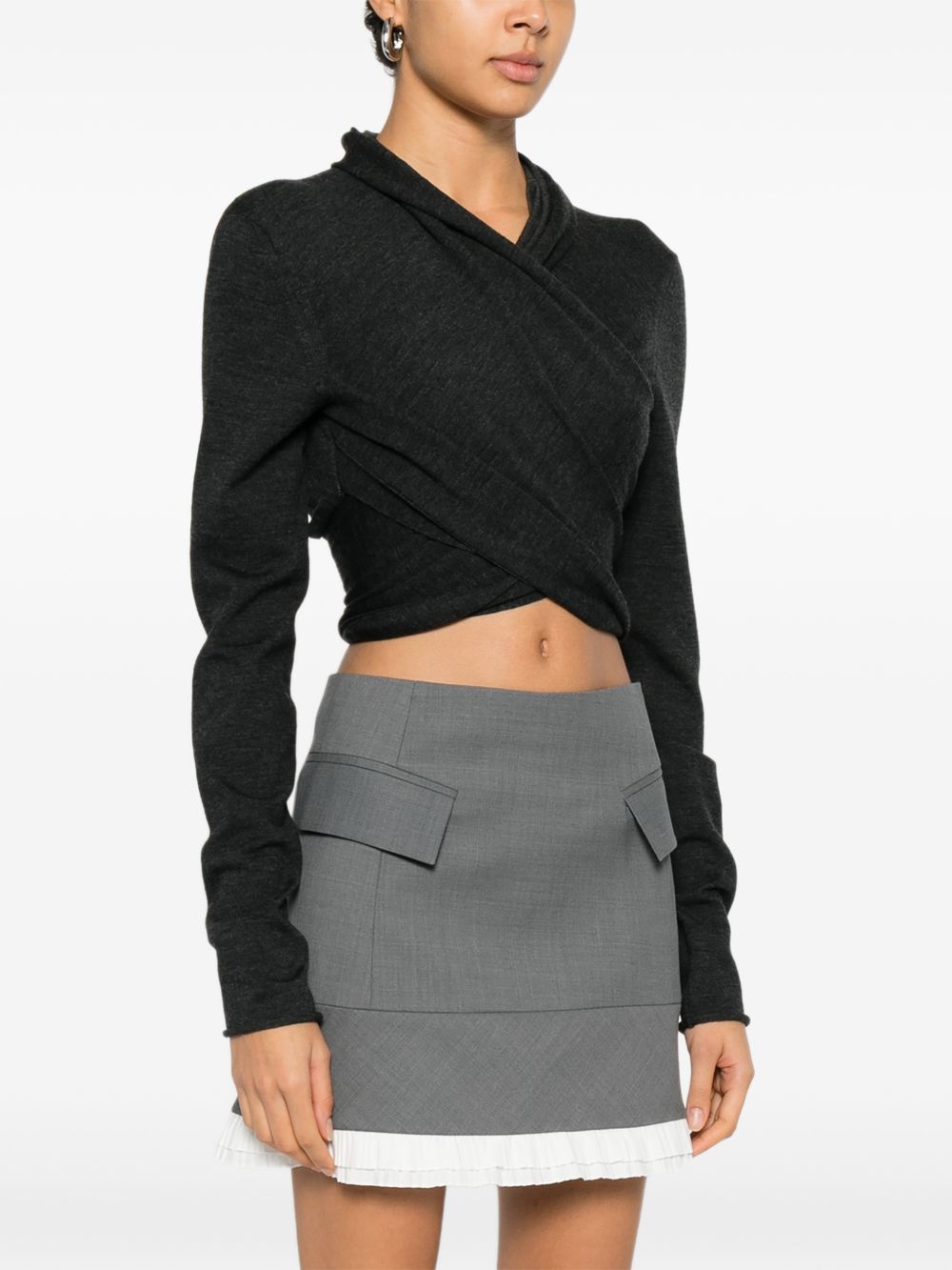 Maglione a maniche lunghe con design a incrocio in grigio Alberta ferretti - donna 