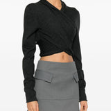 Maglione a maniche lunghe con design a incrocio in grigio Alberta ferretti - donna 