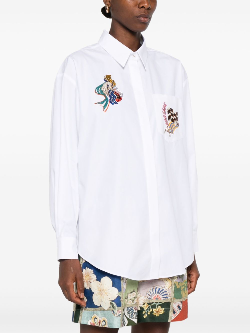 Camicia in cotone con ricami in bianco Alemais - donna 