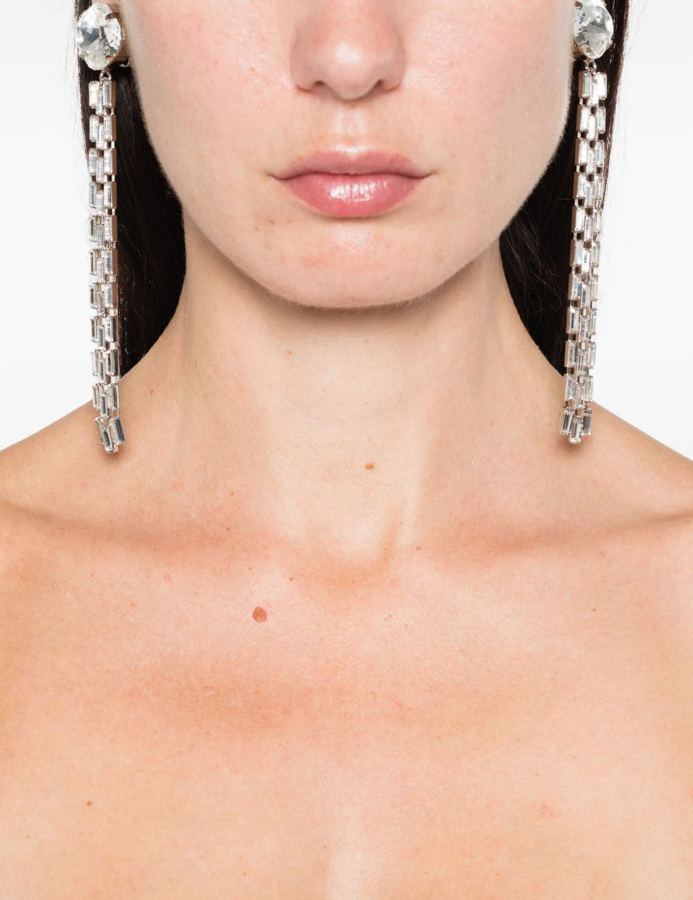 Orecchini lunghi in cristallo con frange in argento Alessandra rich - donna 