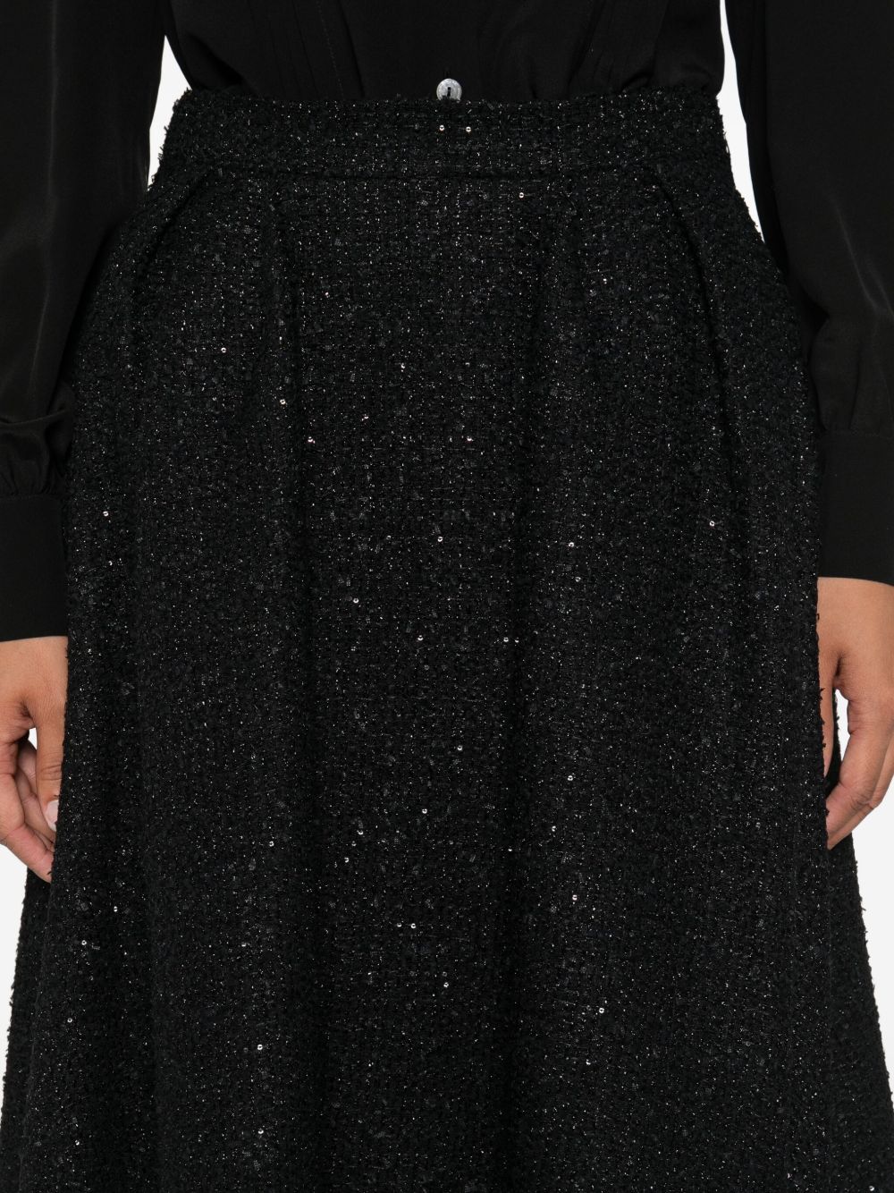 Gonna plissettata con paillettes in nero Alessandra Rich - donna 