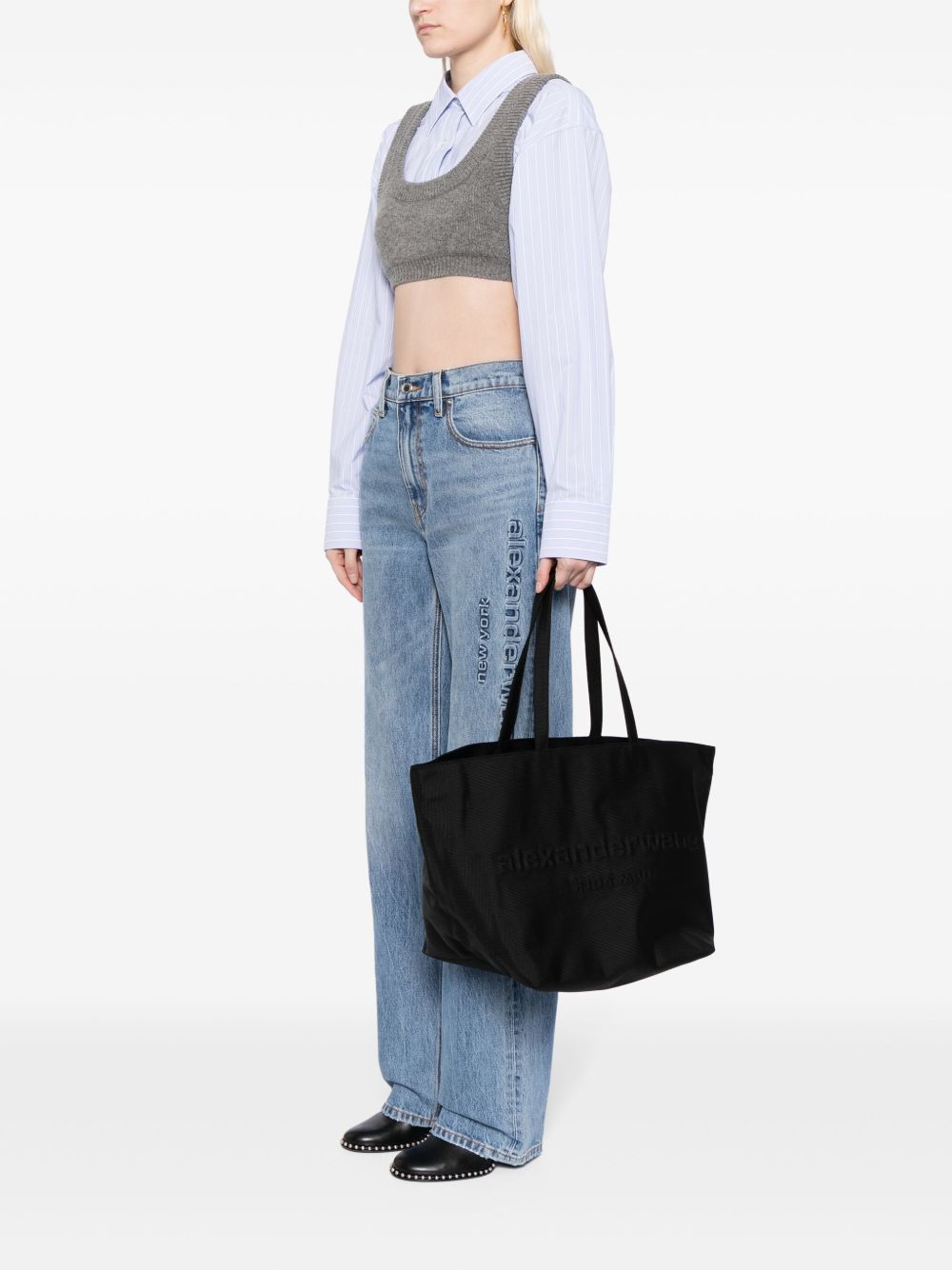 Borsa a spalla Punch con logo goffrato in nero Alexander Wang - donna 