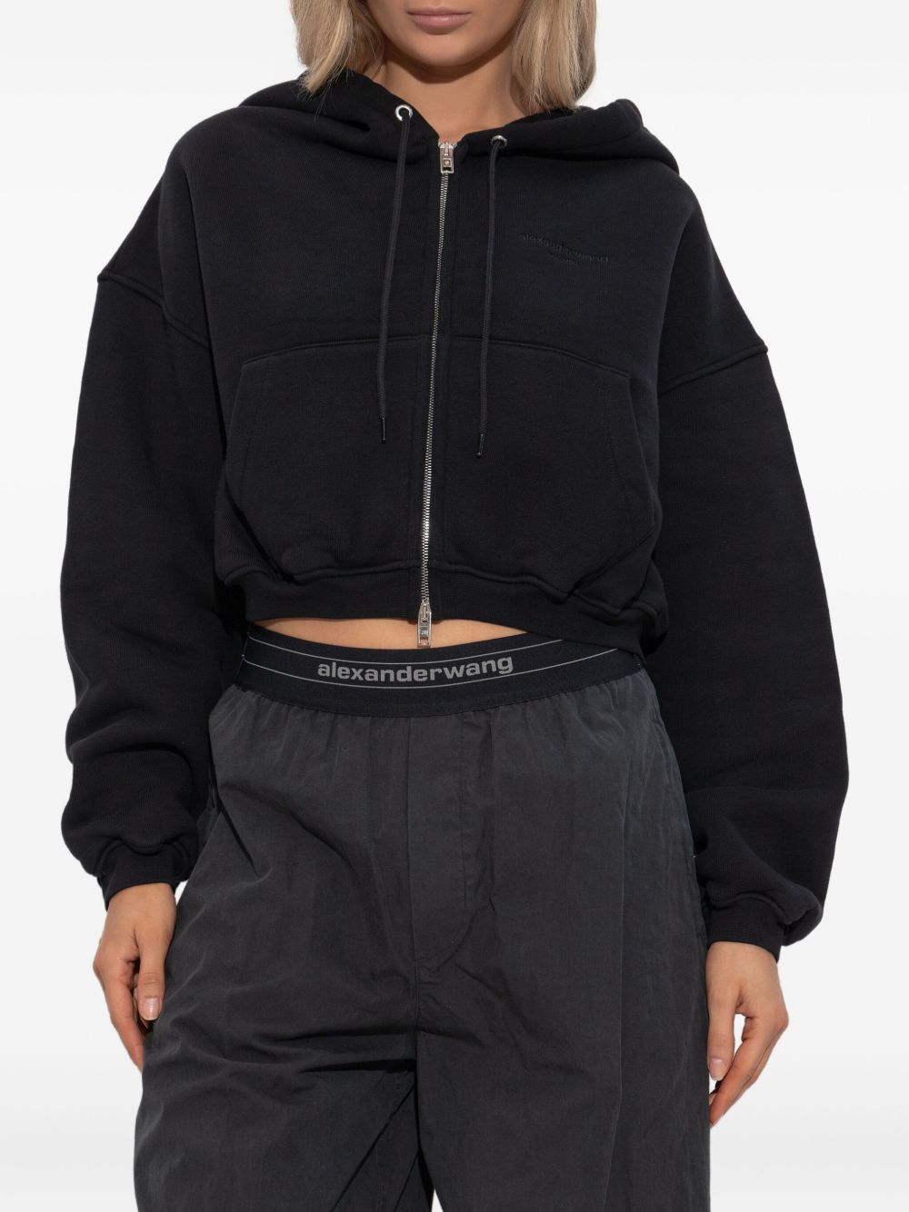 Felpa con mezza zip in nero Alexander wang - donna 