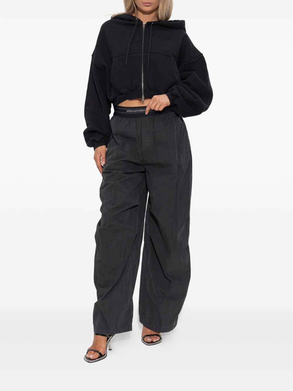 Felpa con mezza zip in nero Alexander wang - donna 