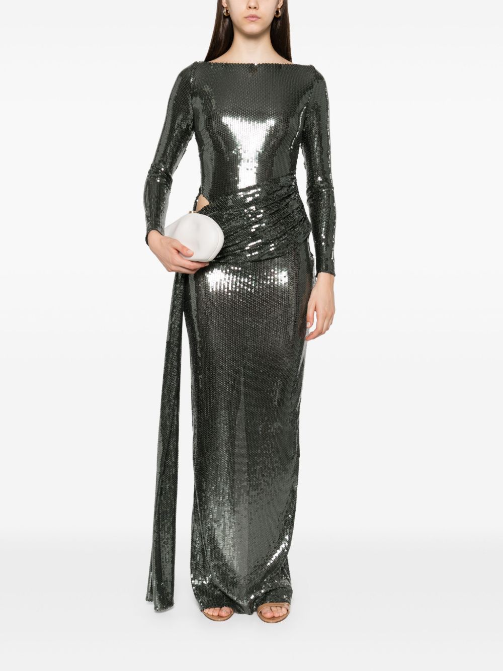 Abito maxi con paillettes in verde Alex perry - donna 