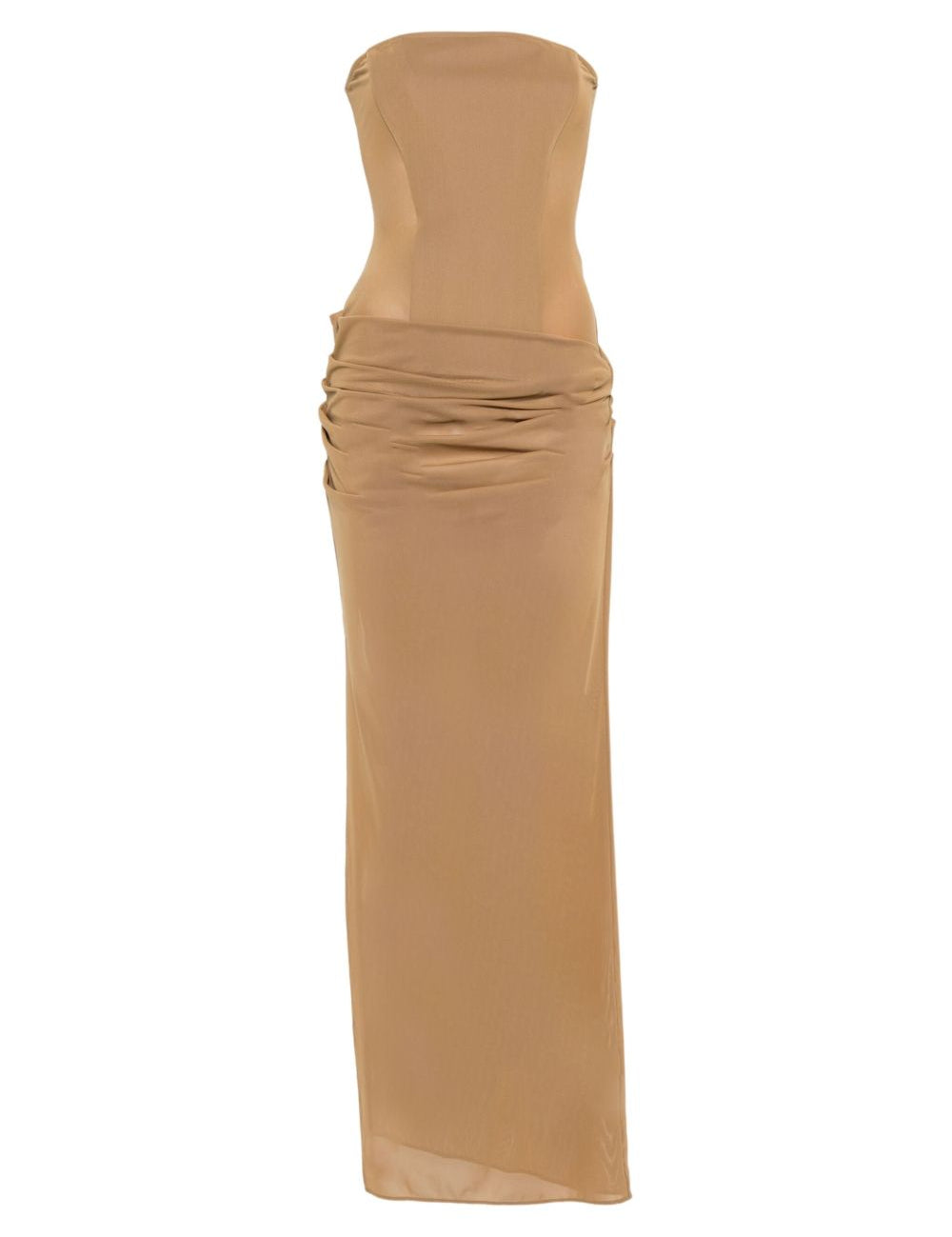 Abito lungo drappeggiato senza spalline in beige khaki Alex perry - donna 
