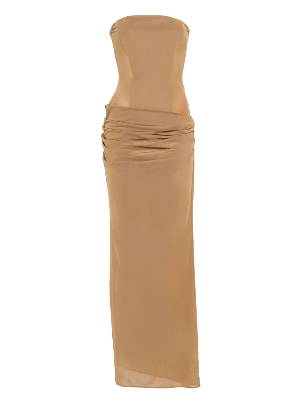 Abito lungo drappeggiato senza spalline in beige khaki Alex perry - donna 