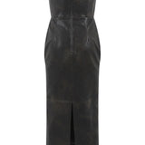 Abito senza spalline in pelle in marrone Alex perry - donna 