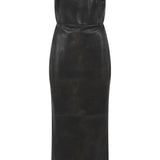 Abito senza spalline in pelle in marrone Alex perry - donna 