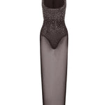 Abito trasparente con cristalli  in marrone Alex perry - donna 