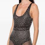 Abito trasparente con cristalli  in marrone Alex perry - donna 