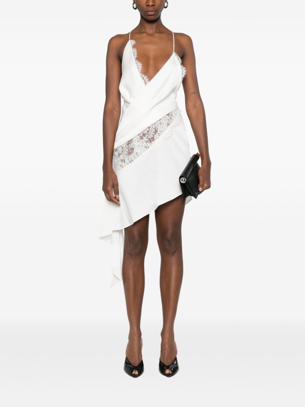 Abito asimmetrico con pizzo in bianco Alex perry - donna 