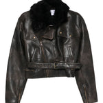 Giacca crop con collo in pelliccia in marrone Alex perry - donna 