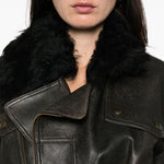 Giacca crop con collo in pelliccia in marrone Alex perry - donna 