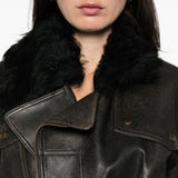 Giacca crop con collo in pelliccia in marrone Alex perry - donna 