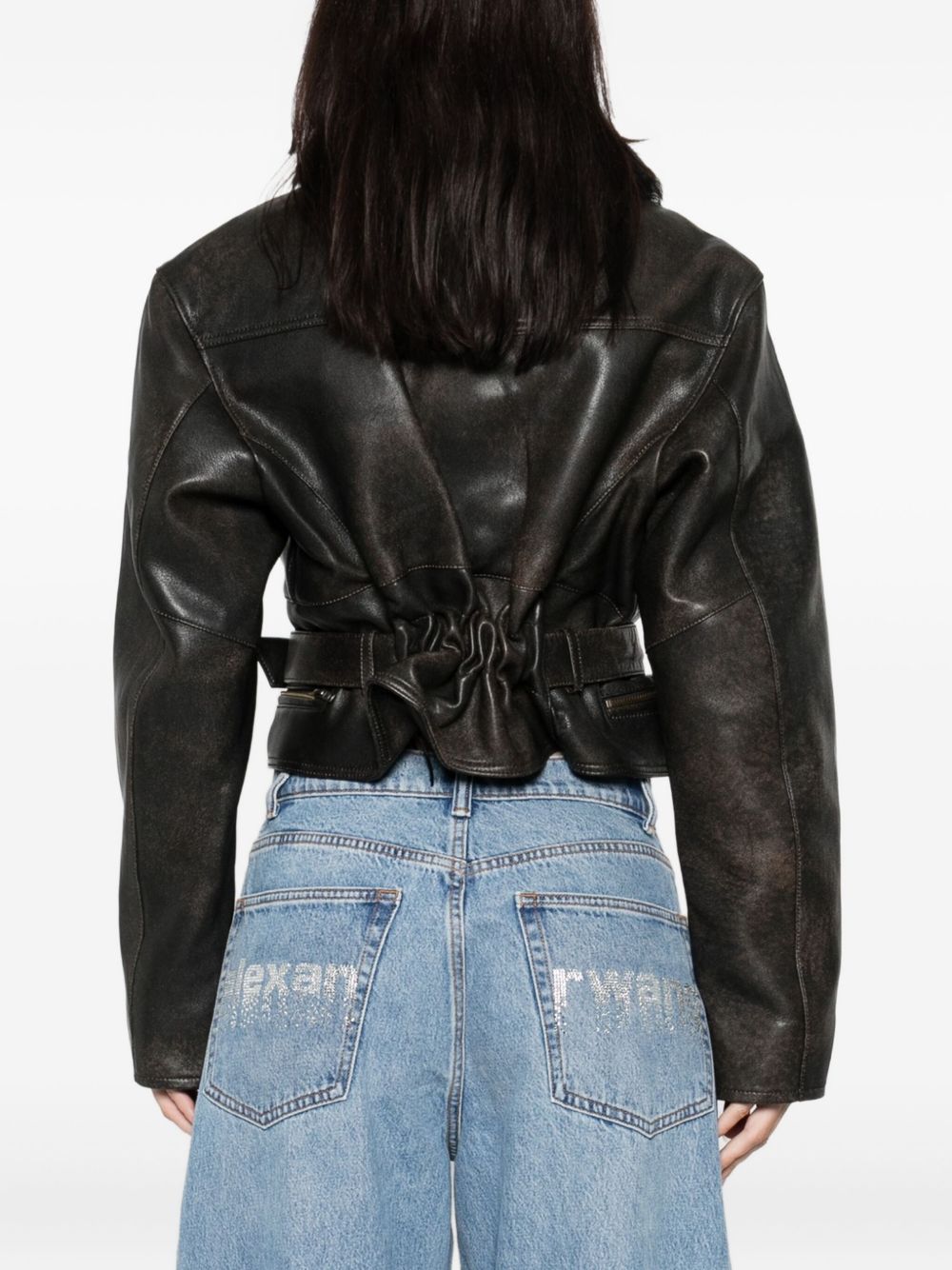 Giacca crop con collo in pelliccia in marrone Alex perry - donna 