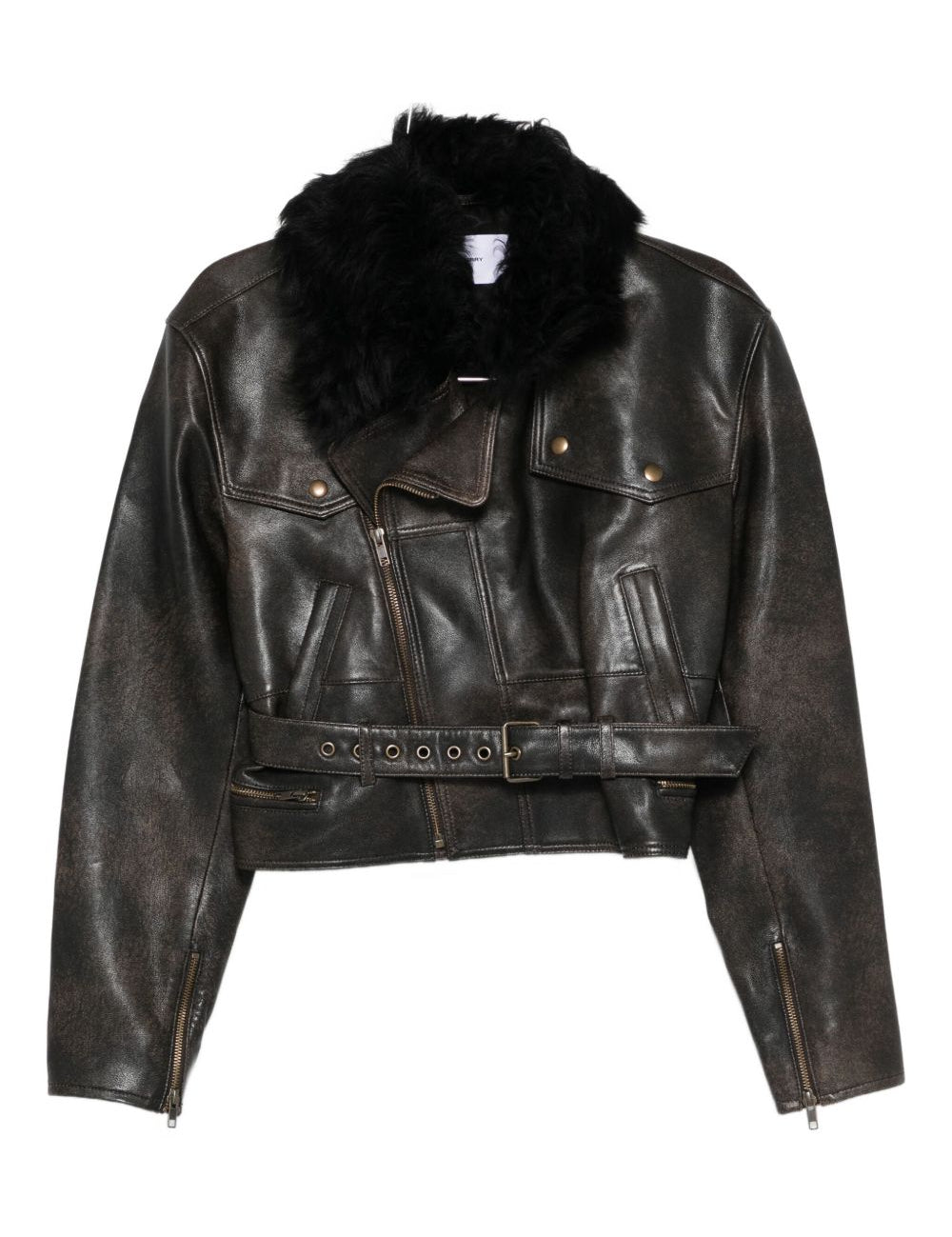 Giacca crop con collo in pelliccia in marrone Alex perry - donna 