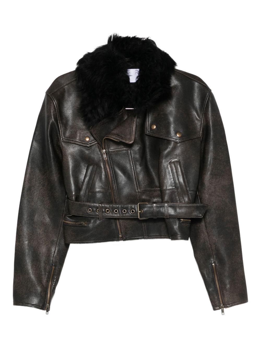 Giacca crop con collo in pelliccia in marrone Alex perry - donna 