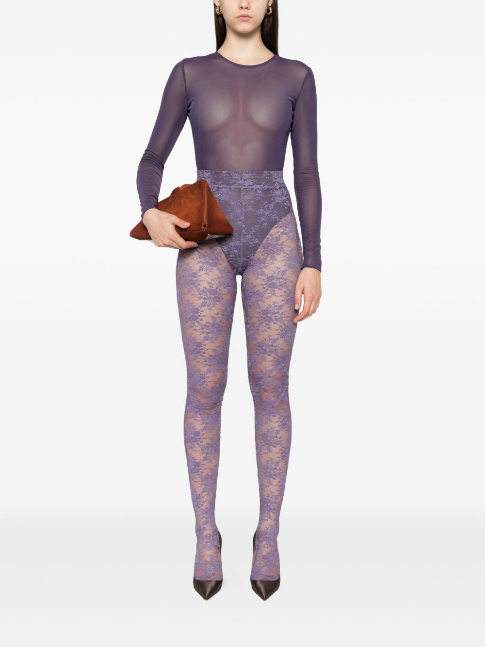 Collant in pizzo floreale in viola Alex perry - donna 