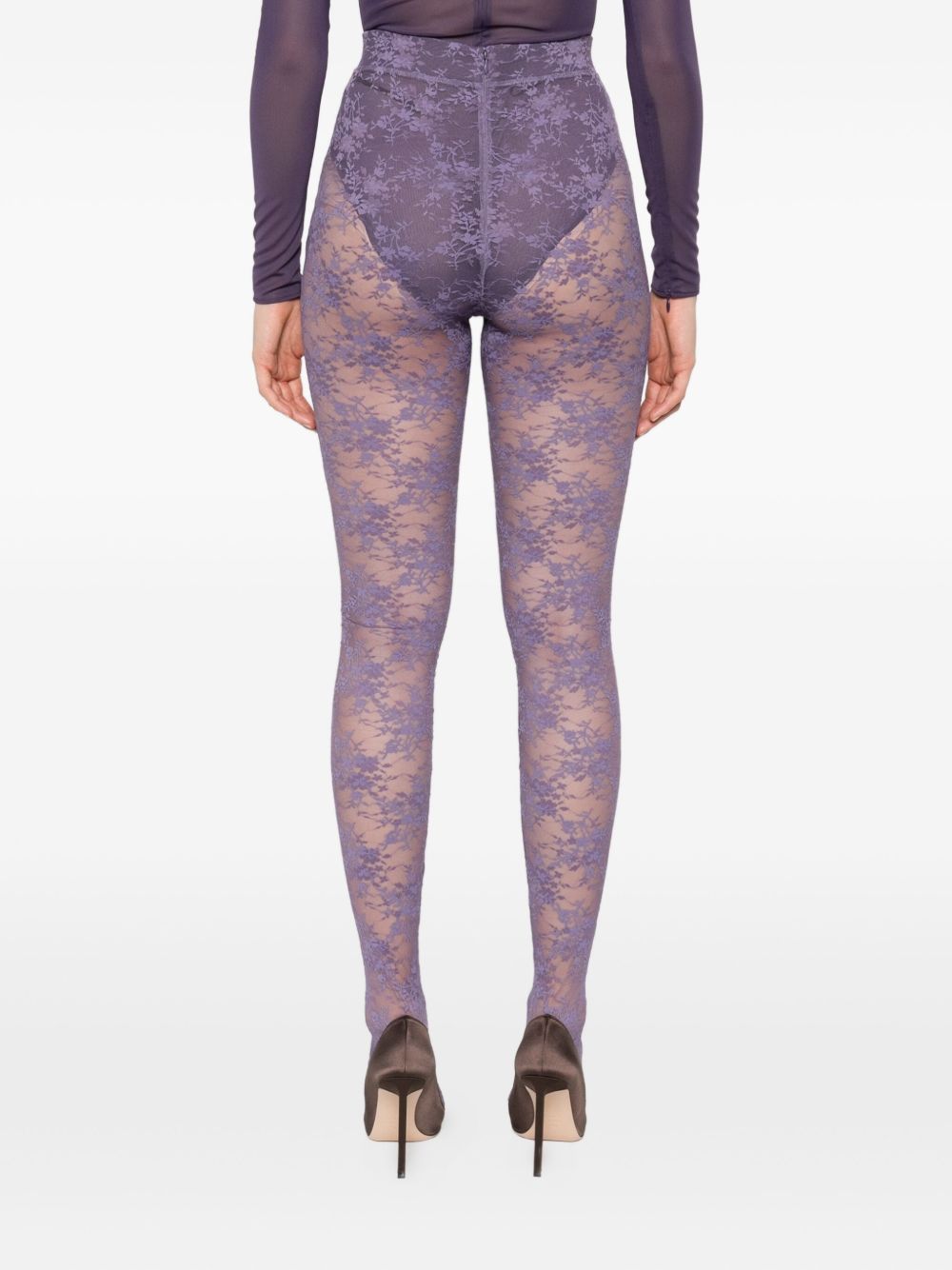 Collant in pizzo floreale in viola Alex perry - donna 