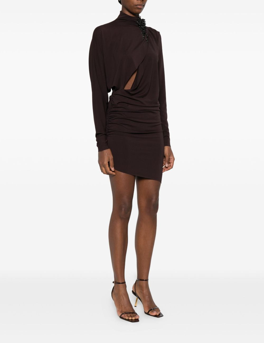 Abito mini con cut-out in marrone Amen - donna 