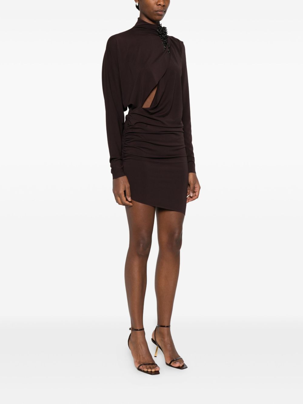 Abito mini con cut-out in marrone Amen - donna 