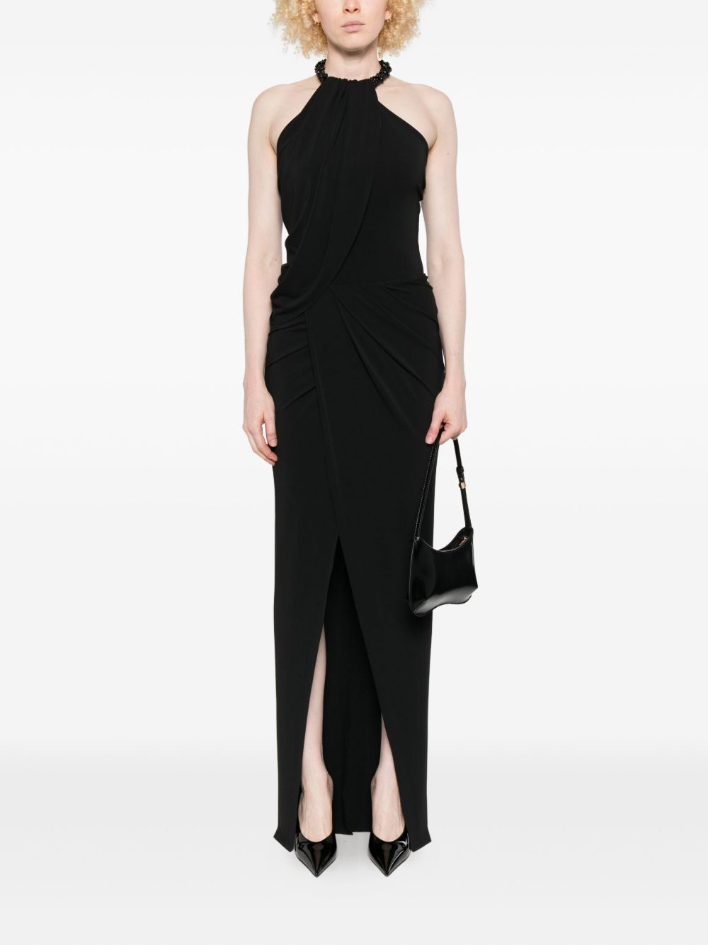 Abito lungo con scollo halter in nero Amen - donna 