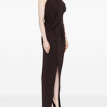 Abito lungo con scollo halter in marrone Amen - donna 