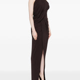 Abito lungo con scollo halter in marrone Amen - donna 