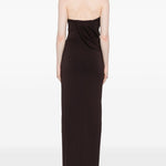 Abito lungo con scollo halter in marrone Amen - donna 