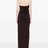 Abito lungo con scollo halter in marrone Amen - donna 